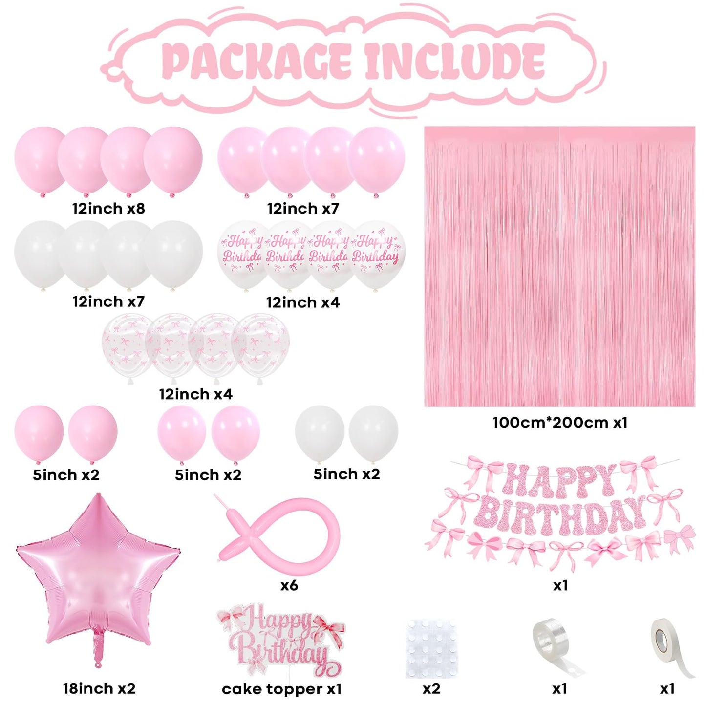Pink Bow Birthday Decorations, Coquette Party Decoration for Girls