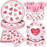 140Pcs Pink Heart Valentine's Day Party Supplies Love You Plates and