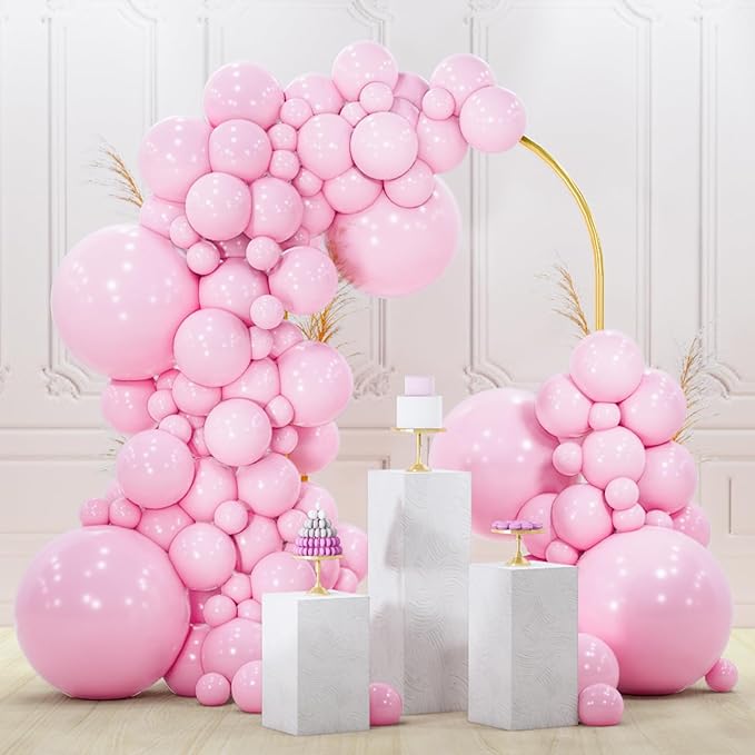 PartyWoo Pink Balloons 140 pcs Different Sizes of 18 12 10 5 Inch