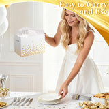 2PCS White and Gold Utensil Holder Paper Utensil Caddy for Engagement