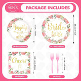 96 Pcs Bachelorette Party Decorations Rose Gold Bride Shower Plates