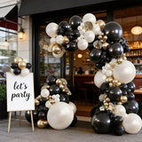 Black and Gold Balloon Arch Kit, Double Stuffed 129 Pcs Gold and