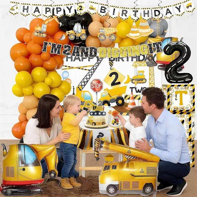 176pcs Construction 2nd Birthday Party Supplies Dump Truck Party