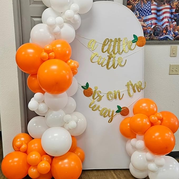 YMSZ Orange Balloons Arch Kit, 134pcs Orange and White Balloons for