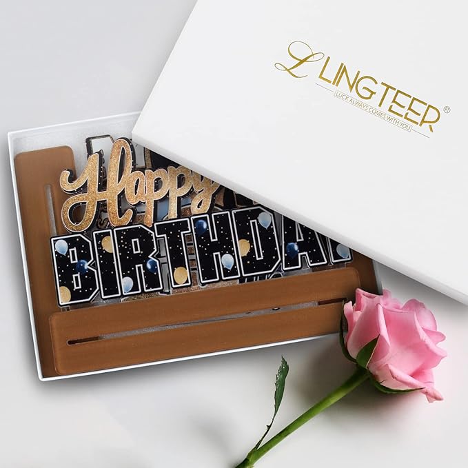 LINGTEER Happy 100th Birthday Gold Acrylic Table Topper Centerpieces