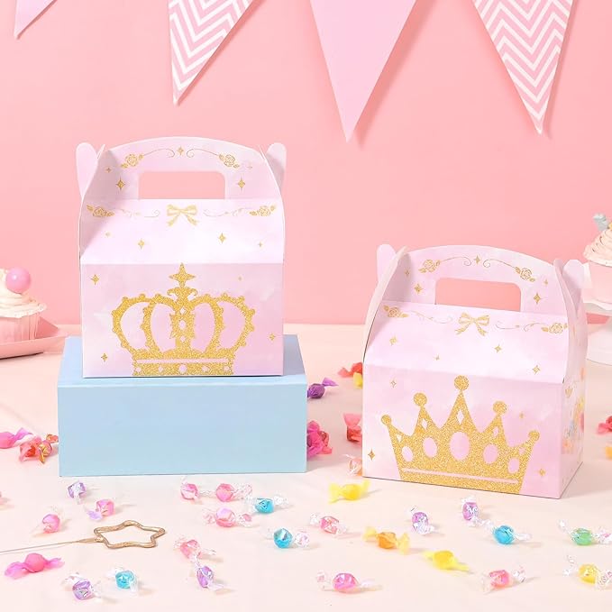 WERNNSAI 12 Pack Princess Candy Boxes - Pink Princess Birthday Party