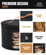 PANGTON Hat Box, Travel Hat Storage Box, Foldable Space-saving Hats