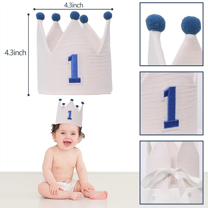 1st Birthday Decoration Blue And White High Chair Banner For Boy