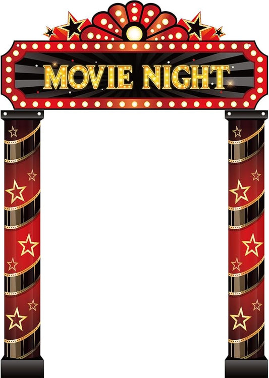 3 Pcs Movie Night Porch Sign Banner Movie Theme Party Decorations