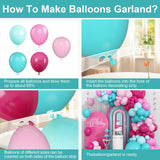 Hot Pink and Teal Blue Balloon Arch Garland Kit, Rose Red Teal Blue