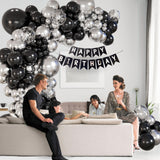 147pcs Black and Silver Balloons Garland Arch Kit, 18 12 10 5 inch