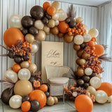 Burnt Orange Brown Balloon Arch Kit, Double Stuffed Tan Coffee Pearl