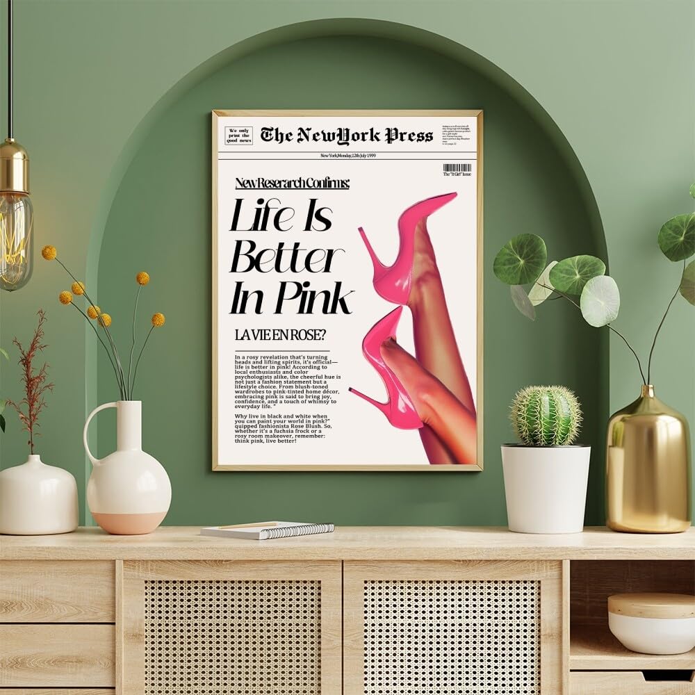 Newspapers Wall art Trendy Retro Bar Cart Decor Feminist Wall Art New