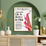 Newspapers Wall art Trendy Retro Bar Cart Decor Feminist Wall Art New