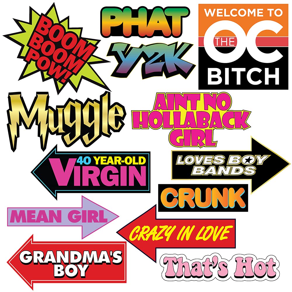 2000s Y2K Photo Booth Props - 40 Pieces - Throwback Y2K Party