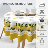 elezan Lemon Round Tablecloth 70 inch, Yellow Citrus Fruit Summer
