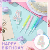 MTLEE Number 4 Birthday Candle with 12 Pcs Spiral Candles for Girls Ma