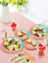 Nkaiso 141 Pieces Rainbow Gold Party Supplies, Party Dinnerware Sets