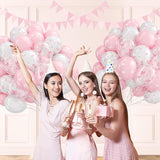 60pcs Pink Bow Balloons 12inch with Pink White Clear Bow Balloons for