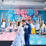 Gender Reveal Decorations Including Boy or Girl Plates Napkins Team