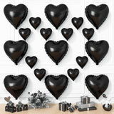 Black Heart Balloons, 19PCS Black Heart Shape Balloons, 18Inch with