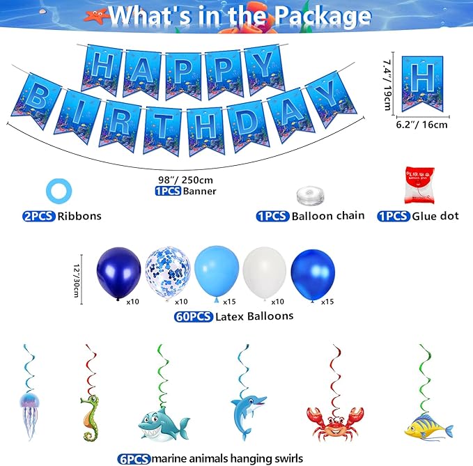 246 Pack Under the Sea Party Supplies Ocean Sea Party Tableware Set