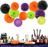 Black Orange Purple Green Halloween Party Decorations 15PCS Paper
