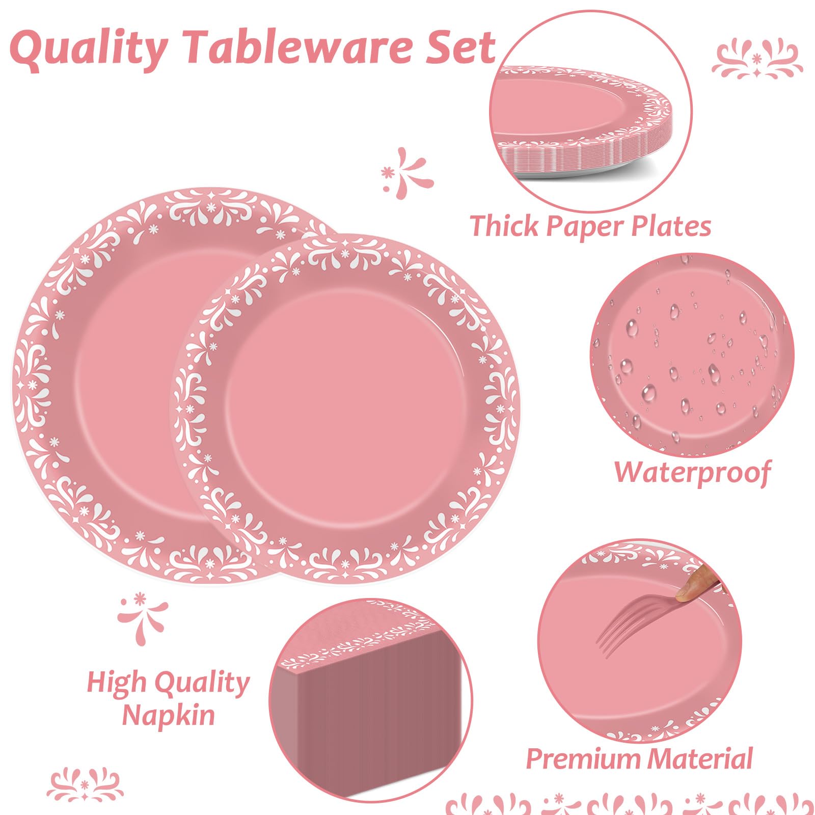 96 Pcs Pink Cielito Party Theme Lindo Decorations Mexican Disposable
