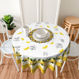elezan Lemon Round Tablecloth 70 inch, Yellow Citrus Fruit Summer