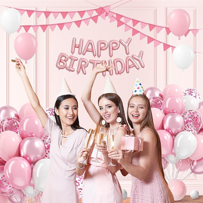 Light Pink and White Balloons, 60pcs 12inch Pearl Light Baby Pink