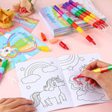 12 Unicorn Mini Coloring Books Kids with 12 Stacking Crayons Unicorn