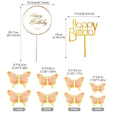 LANGPA 22-Pieces Butterfly Cake Decorations With Happy Birthday Orange