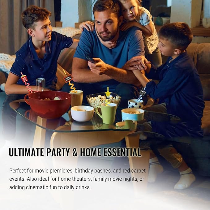 Movie Night Supplies 30 Pack Drinking Straws Bendable Movie Theme