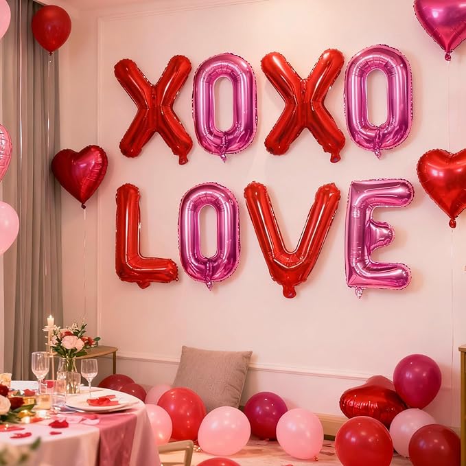 Red Pink XOXO Balloons and Love Balloon 16 Inch Valentines Day Hot