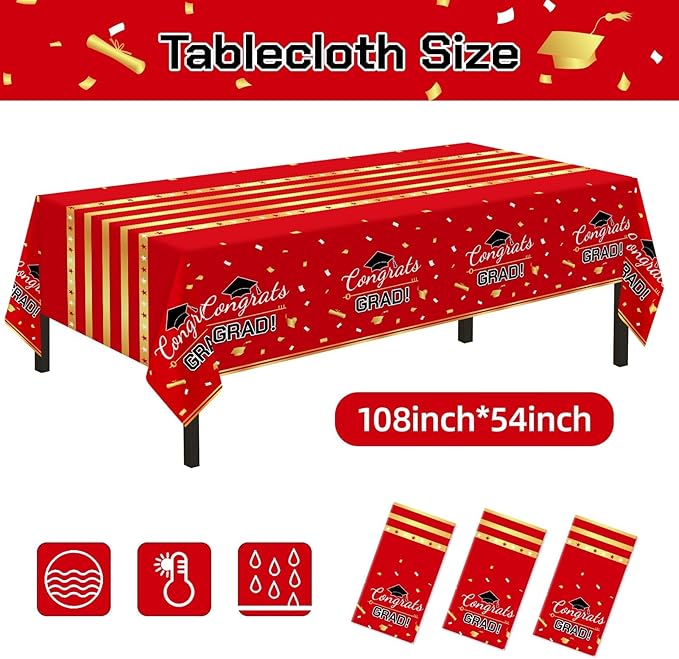Childom 3 Pack Graduation Tablecloth,Graduation Decorations Class of #