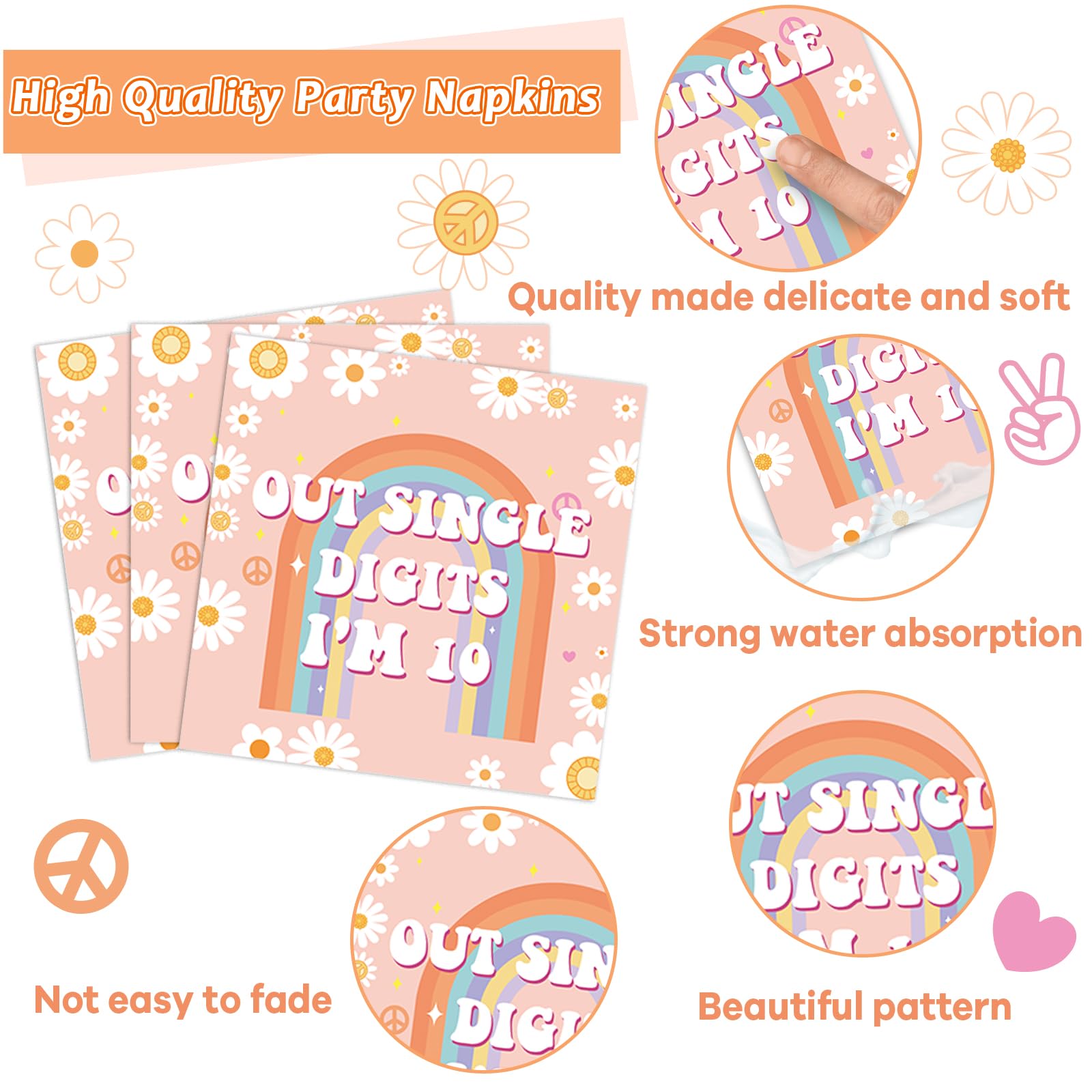 ojustbeok 96PCS Peace Out 10th Birthday Decorations for Girl 10th