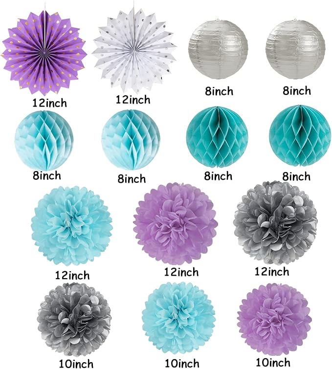 Purple-Blue Silver Frozen Christmas Party Decorations - 14pcs Winter