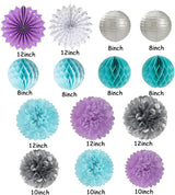 Purple-Blue Silver Frozen Christmas Party Decorations - 14pcs Winter