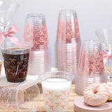 Yuxung 50 Pcs Pink Bow Snack Cups 12 oz Bow Plastic Cups Lovely