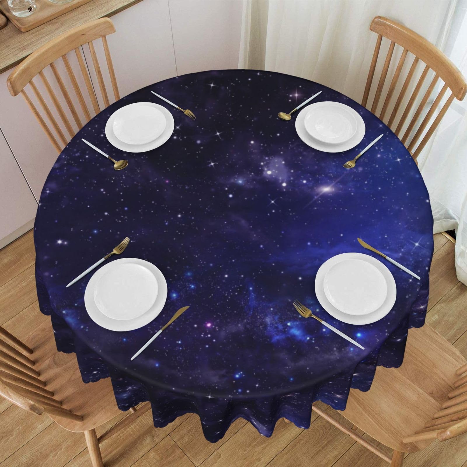 Galaxy Universe Round Tablecloth 60 Inch Starry Night Sky