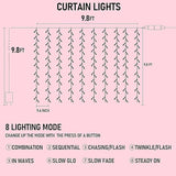 Dazzle Bright 300 LED Curtain String Lights Valentine's Day Fairy