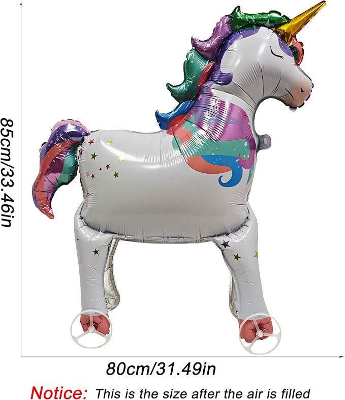 Self Standing Unicorn Animal Foil Balloons Walking With Wheels for