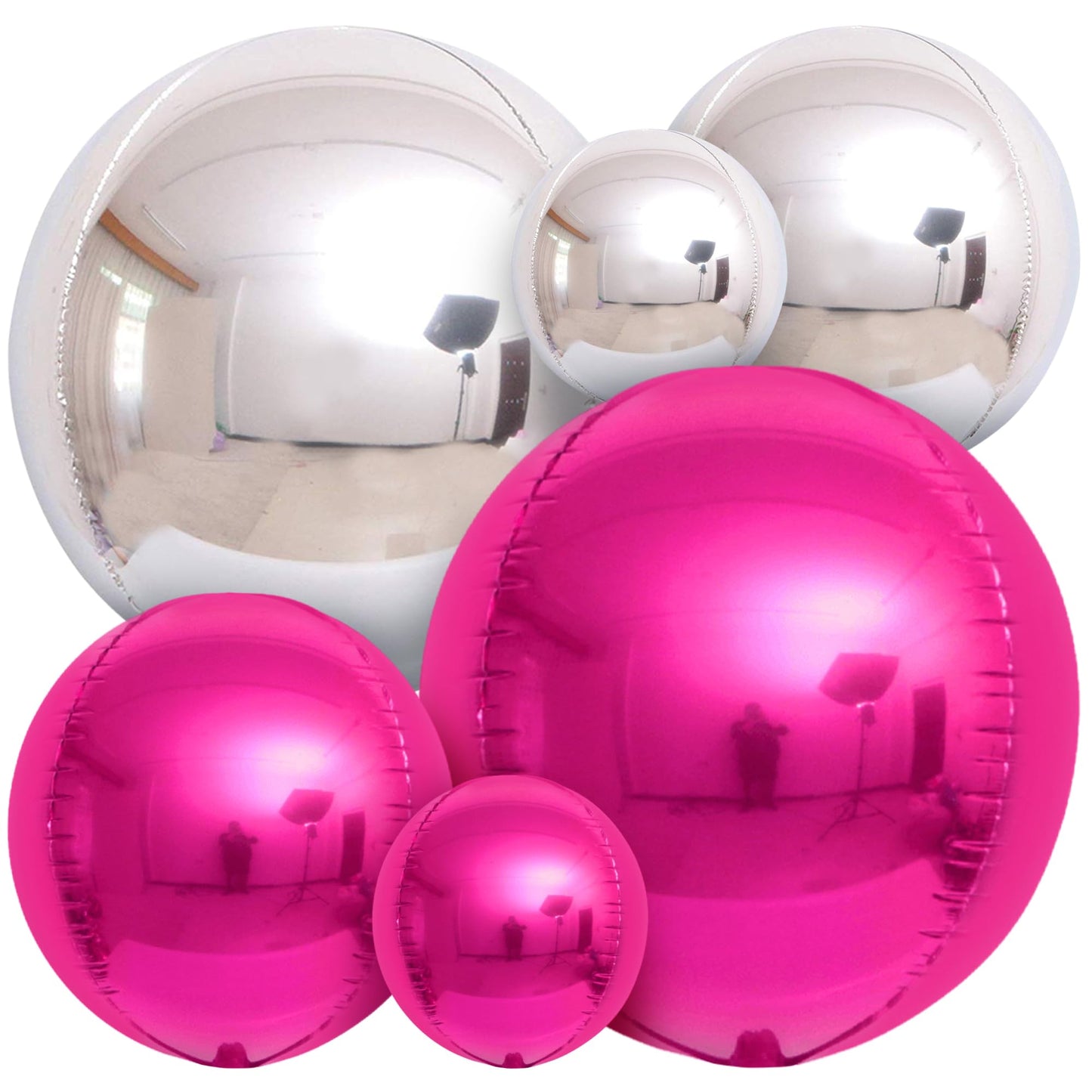 KatchOn, Hot Pink and Silver Balloons - 22 Inch Pack of 14 | Silver