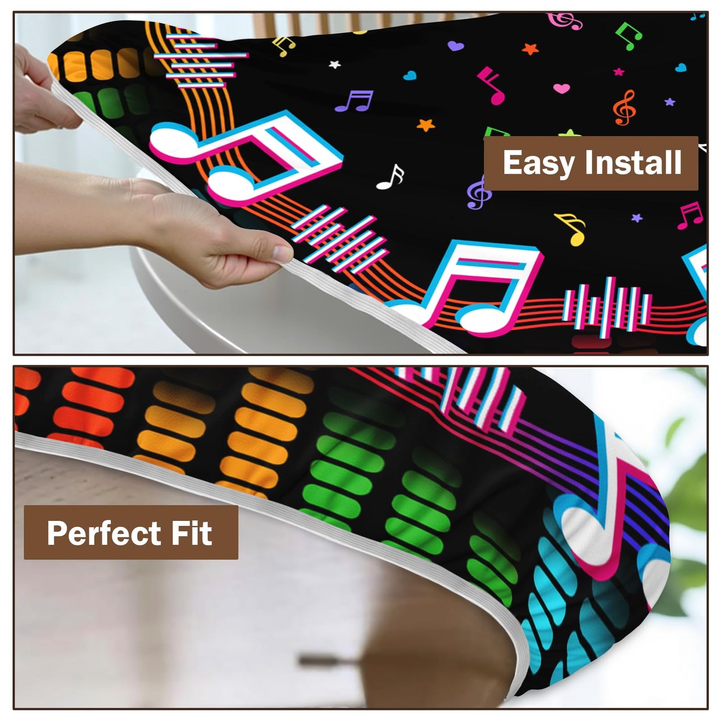 Music Round Fitted Tablecloth with Elastic Karaoke DJ Kpop Sing Party