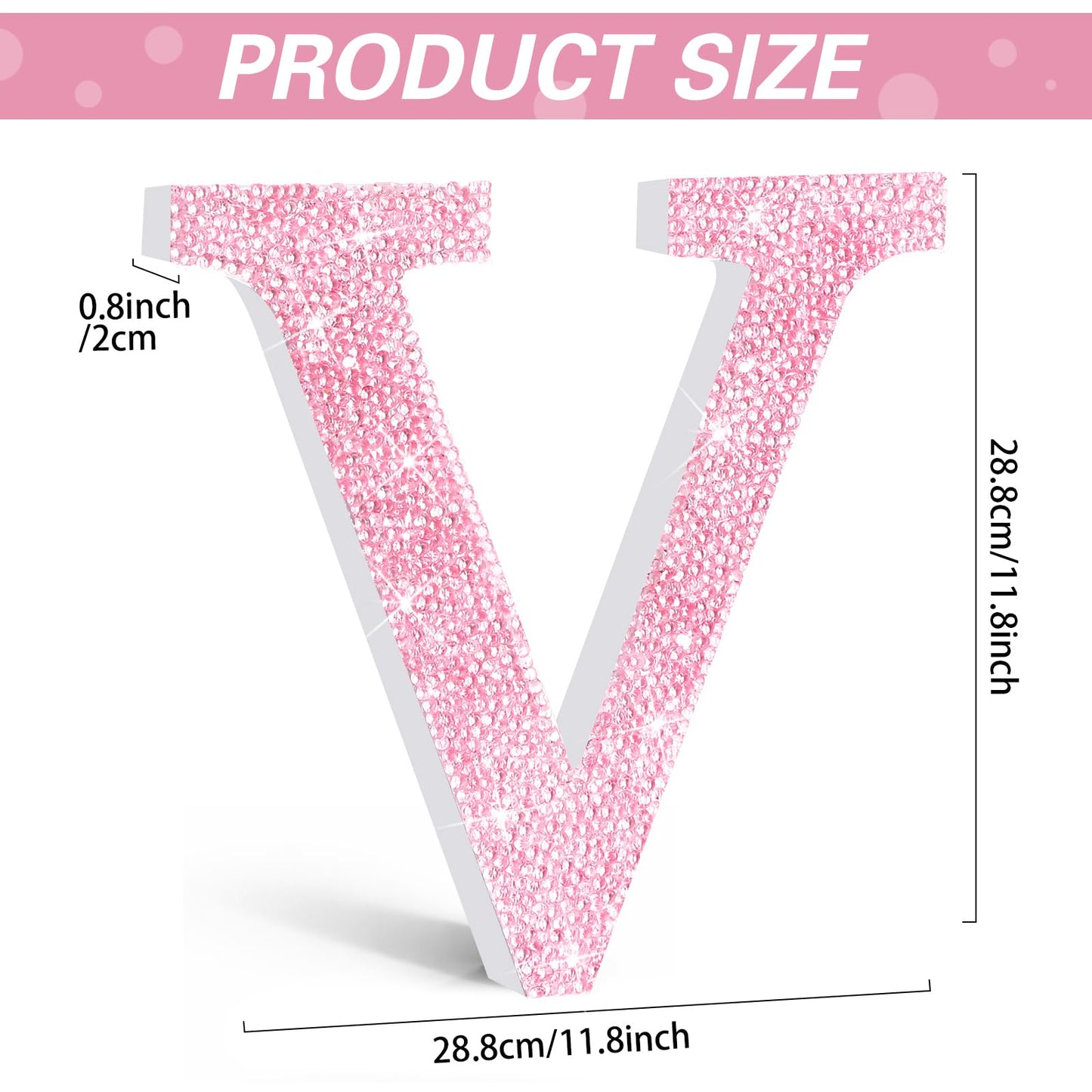 Qunclay Pink Crystal Diamond Letter Wall Decor, Glitter Wooden Bling