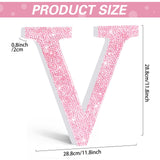 Qunclay Pink Crystal Diamond Letter Wall Decor, Glitter Wooden Bling