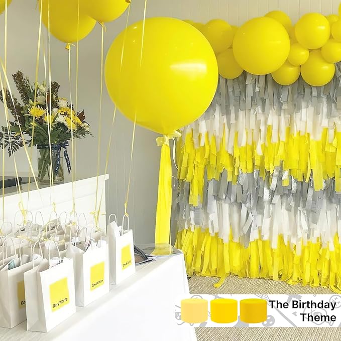 PartyWoo Yellow Crepe Paper Streamers 4pcs 328ft Pack of Pastel