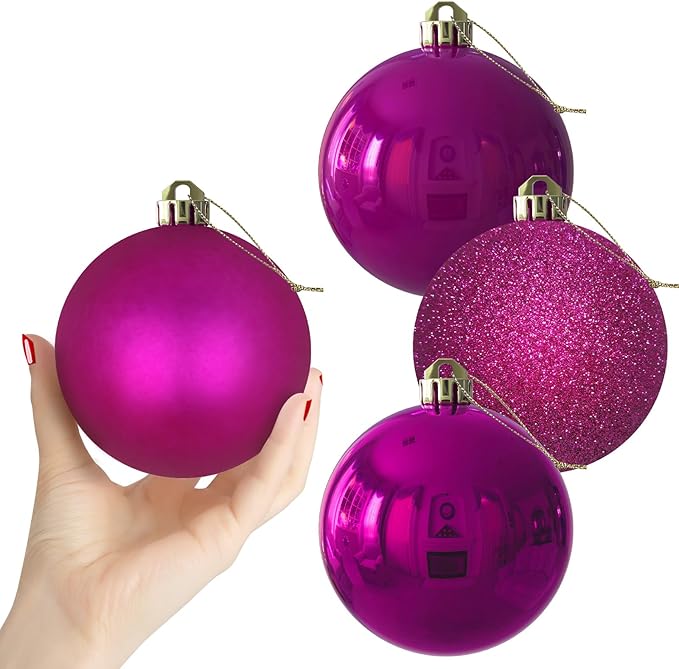 Fuchsia 4.0" X Large Christmas Balls - Christmas Tree Decoration