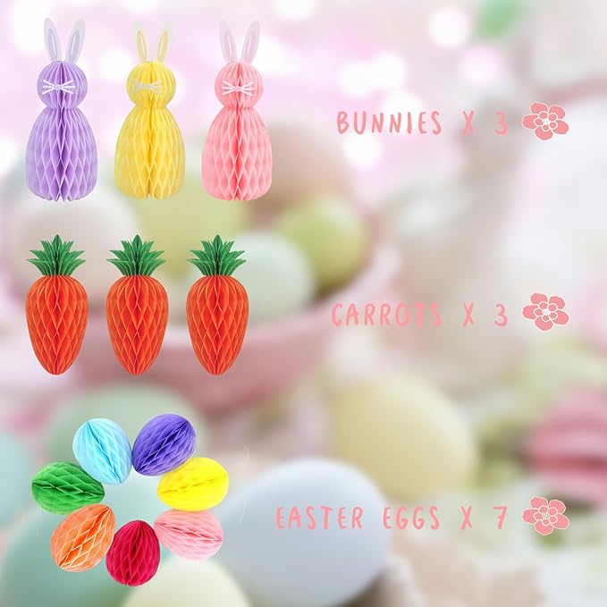 13 PCS Easter Decorations Hanging Ornaments Hanging Paper Honeycomb