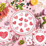 140Pcs Pink Heart Valentine's Day Party Supplies Love You Plates and